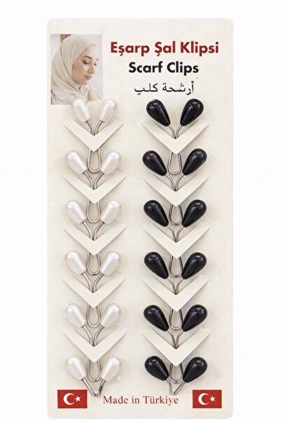 Vipfoni مشبك وشاح مزين باللؤلؤ، دبابيس وشاح 12 قطعة