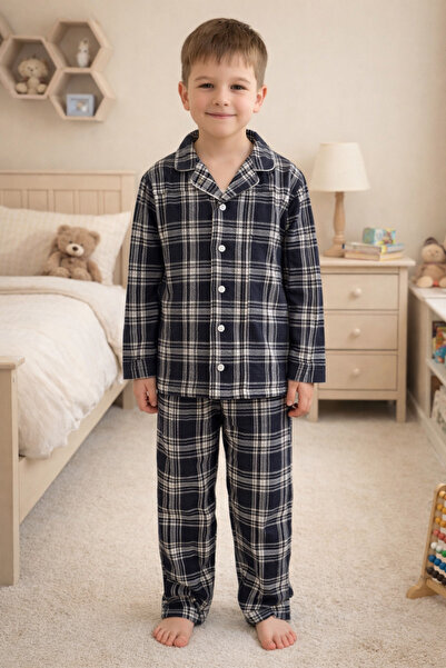 zahider Set de pijamale din bumbac și piele intoarsa pentru baieti