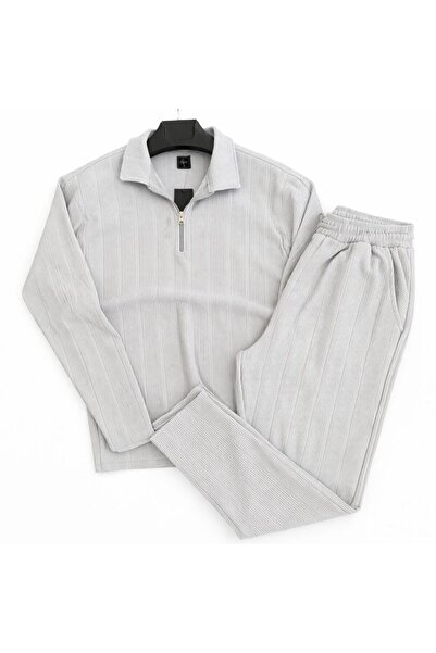 WENMİNG Men's Regular Fit Winter Ottoman Fabric Top and Bottom Set