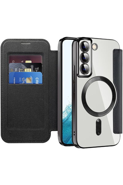 Techsuit Case for Samsung Galaxy S22 5G - SmartMag Book Case - Black