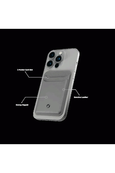 Levelo Hakiki Deri Manyetik Kartlık ve MagSafe Uyumlu İnce Telefon Cüzdanı