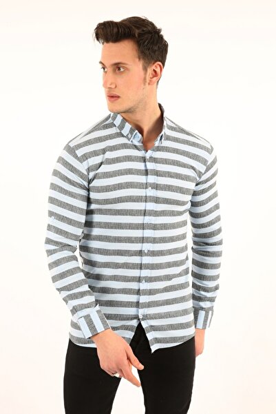 buğrahayalin Men's Casual Striped Full Stretch Fabric Shirt