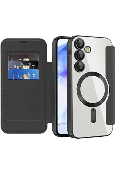 Techsuit Case for Samsung Galaxy A55 5G - SmartMag Book Case - Black