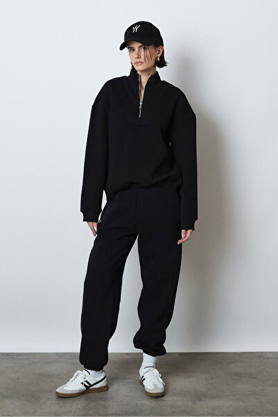 Beyyoglu Fermuarlı Oversize Sweatshirt