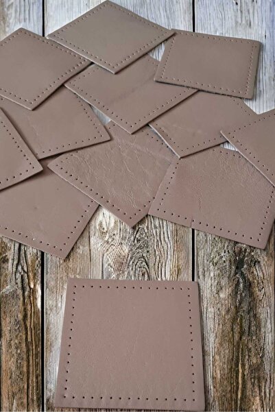 ELİS Hakiki (GERÇEK) Dikilebilir Telalı Kare Parça Deri Sütlü Kahve 8x8 Cm 12...