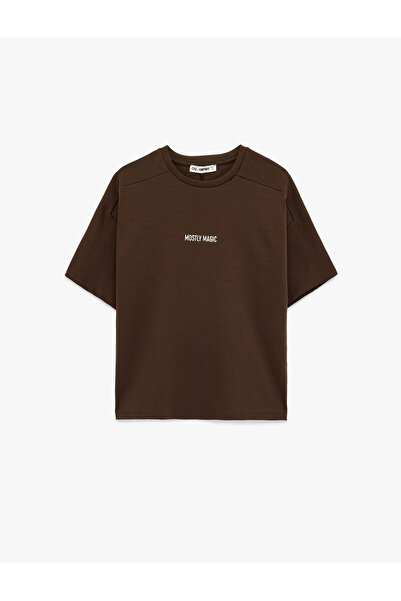 Koton Tricou oversize cu mânecă scurtă cu decolteu brodat