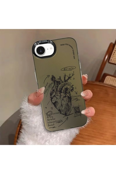 Caseji غطاء هاتف مطبوع عليه نمط قلب تشريحي غير قابل للاتساخ متوافق مع آيفون 1...