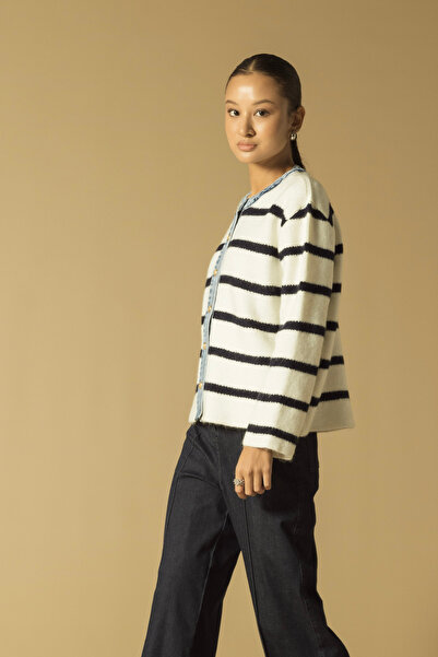 Nisan Striped jeans knitwear cardigan
