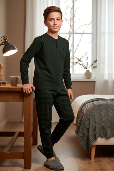 REMSA Men's Young Children's Cotton Combed Single Jersey Pajama Set 4212 Dark...