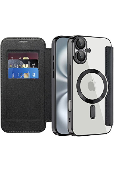 Techsuit iPhone 16 Plus Case - SmartMag Book Case - Black