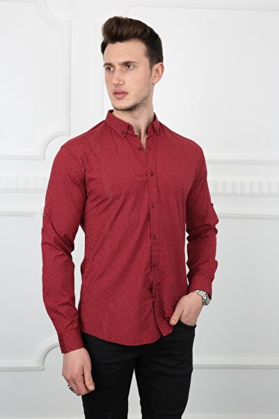 Giyimodam Men's Casual Patterned Long Sleeve Shirt