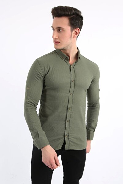 buğrahayalin Men's Casual Argyle Pattern Stretch Fabric Shirt