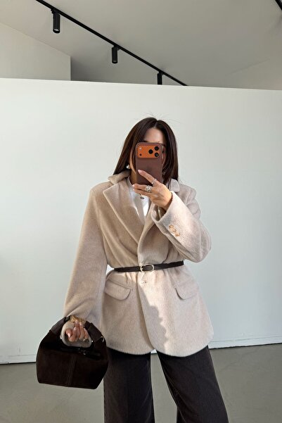 Özge Özgenç Belted Textured Blazer Jacket