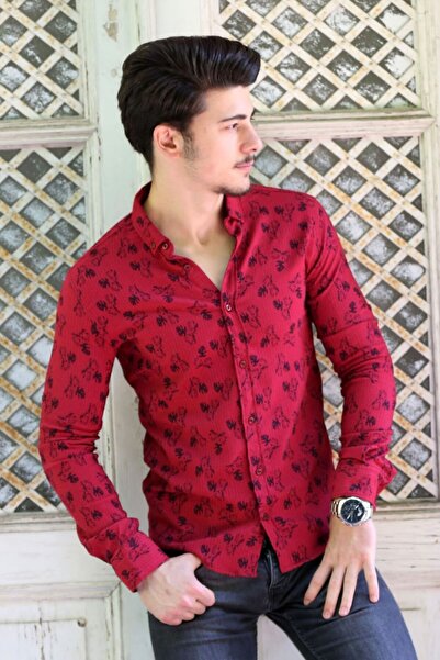 buğrahayalin Men's Casual Patterned Slim Fit Shirt