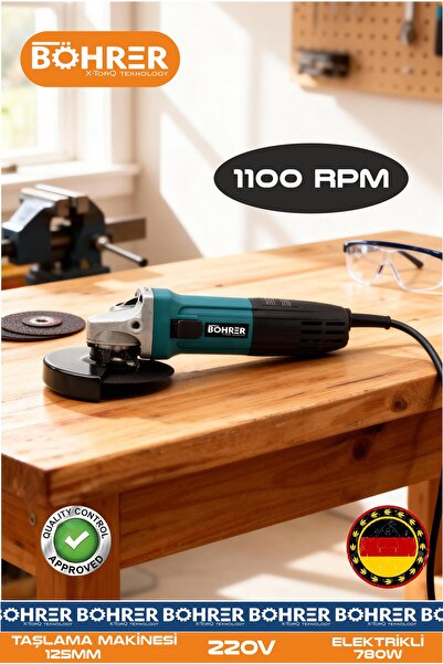 BÖHRER ELEKTRİKLİ AÇILI TAŞLAMA MAKİNESİ - 1100RPM 780W 125MM - 220V