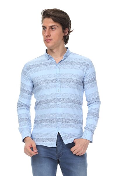 buğrahayalin Men's Casual Full Stretch Fabric Patterned Shirt