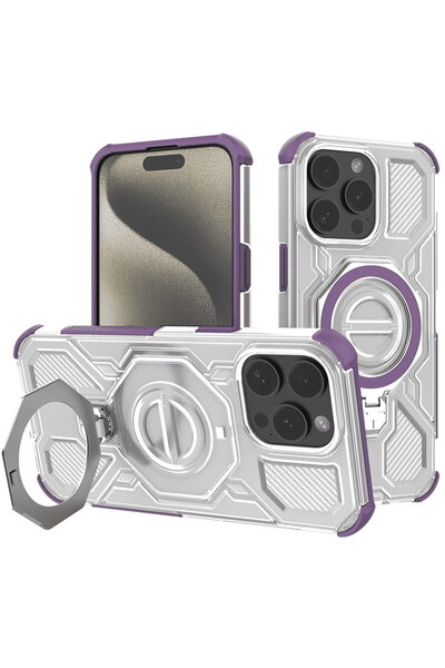 Techsuit Husa pentru iPhone 15 Pro Max - Carbon Shield PRO - Purple Transparent