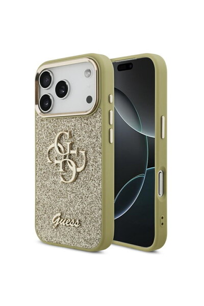 Guess Case for iPhone 17 Pro - Fixed Glitter Big 4G Metal Frame (GUHCP17LHG4S...