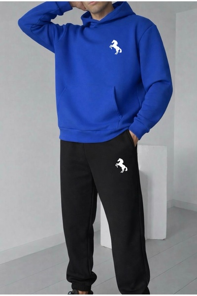 FUFLUNS طقم بدلة رياضية للجنسين مطبوع عليه FIGUR AT K بغطاء رأس مقاس كبير للر...