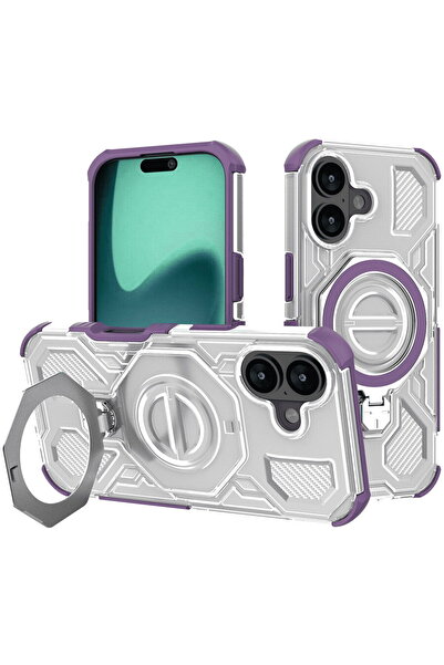 Techsuit Husa pentru iPhone 16 - Carbon Shield PRO - Purple Transparent
