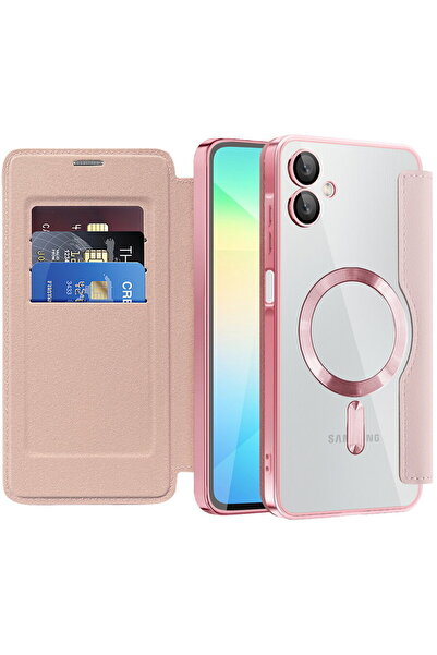 Techsuit Husa pentru Samsung Galaxy A06 - SmartMag Book Case - Pink