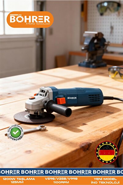 BÖHRER ELEKTRİKLİ 1200W AÇILI TAŞLAMA MAKİNESİ - 1100RPM 125MM - 220V