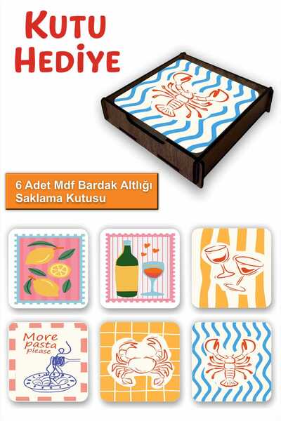 UNT 6-Piece Mdf Coaster Set with Storage Box – Decorative Italian Inspired Pa...