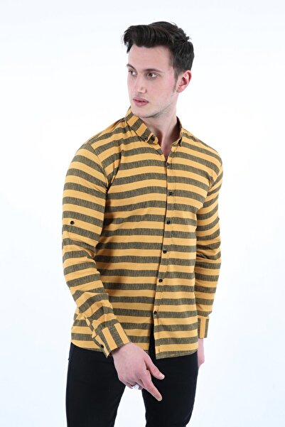 buğrahayalin Men's Casual Striped Full Stretch Fabric Shirt