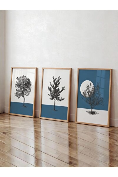 bestablo Set de 3 tablouri din lemn cu rama |   Decor de perete modern cu mod...