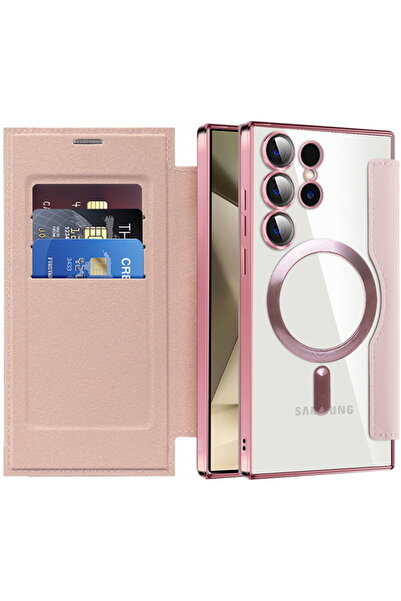 Techsuit Case for Samsung Galaxy S24 Ultra - SmartMag Book Case - Pink