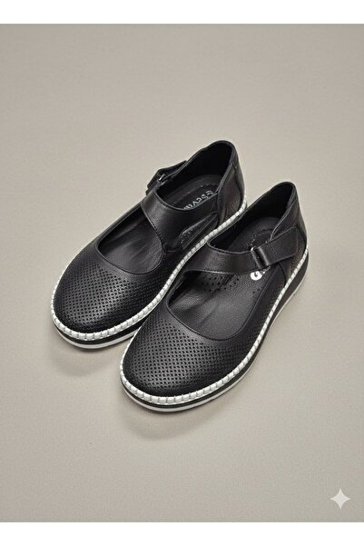 EGE GİYİM VE AYAKKABI Noble 2019 Zenne Black Leather Ballerinas