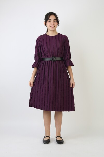 buğrahayalin Ruffled Wrinkled Fabric Girls' Belted Casual Stylish and Comfort...