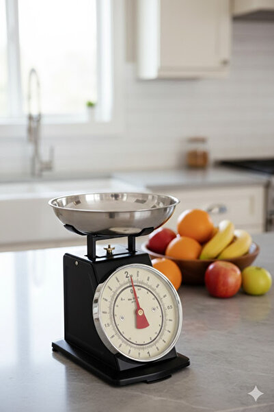 welcomein Vintage Tasarım Analog Mutfak Terazisi 5 kg Kapasiteli Pirinç Kasel...