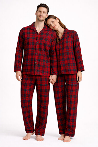 Free Beka Plaid Patterned Red Long Sleeve Buttoned Front Shirt Collar Lover P...