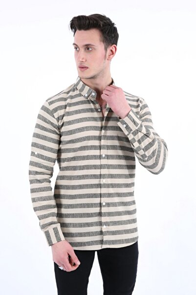buğrahayalin Men's Casual Striped Full Stretch Fabric Shirt