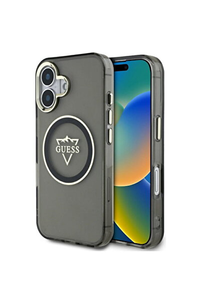 Guess Case for iPhone 16 - IML Metal Mountain Logo MagSafe (GUHMP16SHFGTMSLSK...