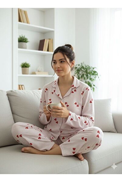 Silona Homewear Striped Gömlek Yaka Düğmeli Pijama Takımı