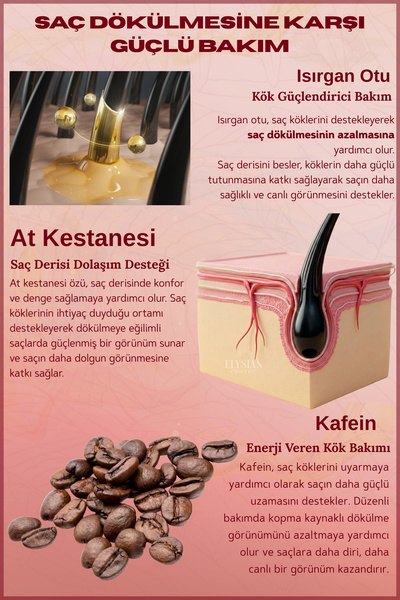 Elysian Essence Isırgan Otu & At Kestanesi & Kafein Şampuanı | Copper Peptidli Hızlı Saç Uzatma Uzatan Etkili 300 ml