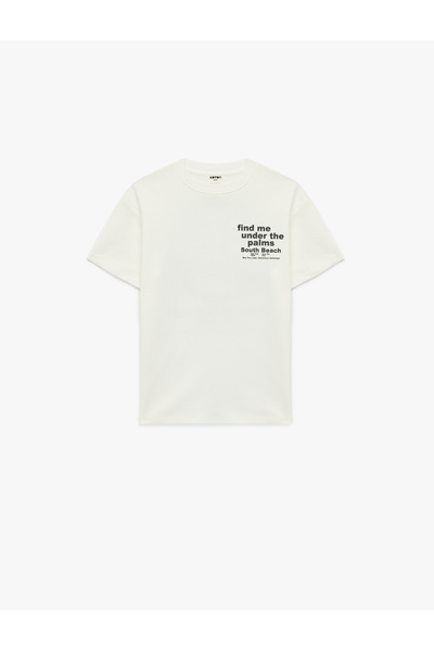 Koton Printed Short Sleeve Cotton Crew Neck Oversize T-Shirt