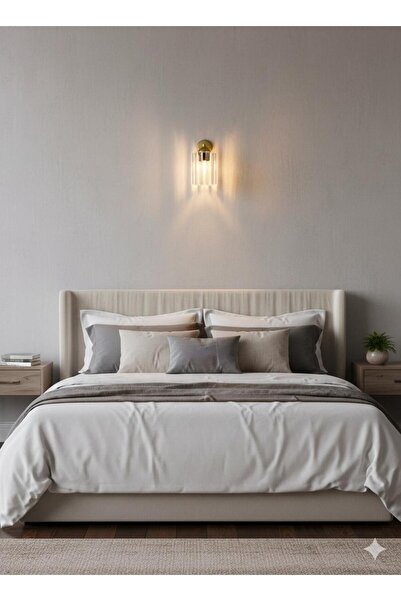 BİAVİZE Crystal Gold Chrome Wall Sconce