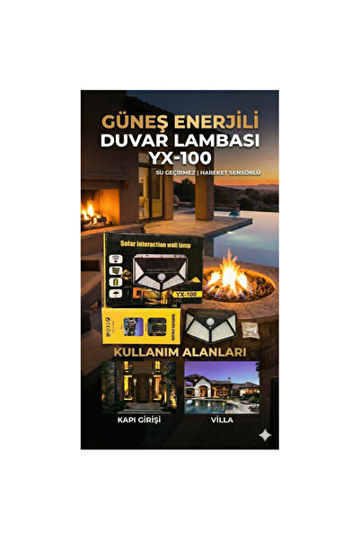 ErCorp 100 Led Dış Mekan Solar Aydınlatma Fotoselli Solar Lamba Hareket Sensörlü