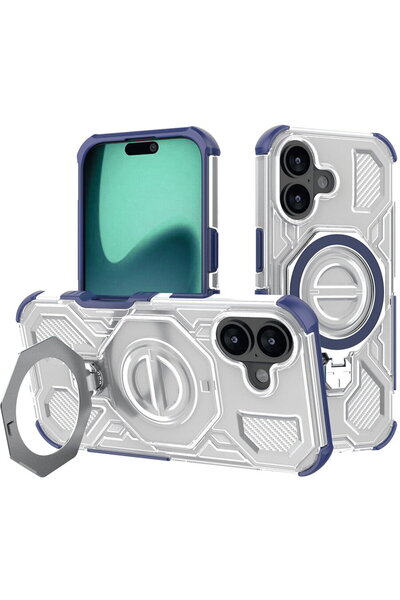 Techsuit Husa pentru iPhone 17 - Carbon Shield PRO - Blue Transparent