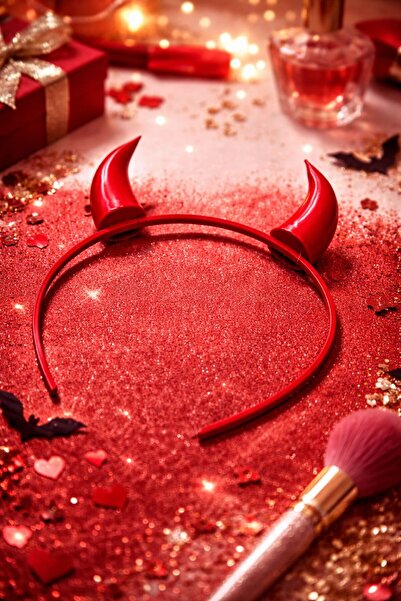 Mayah Concept Kırmızı Şeytan Boynuzu Taç – Parti, Kostüm ve Eğlence Aksesuarı