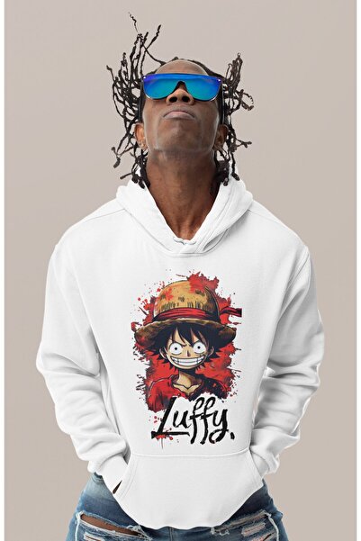 SEVBANO Μπλούζα με κουκούλα με σχέδιο Monkey D. Luffy, τυπωμένη, unisex, over...