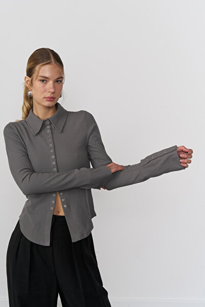 Beyyoglu Çıt Çıt Detaylı Örme Gömlek