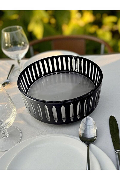 Glowvera 25 cm Black Line Decor Cut Crystal Tableware Presentation Bowl