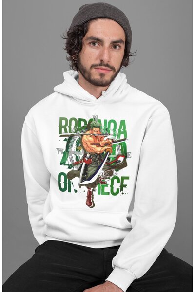 SEVBANO هودي رورونوا زورو مطبوع للجنسين قصة فضفاضة من أنمي ون بيس