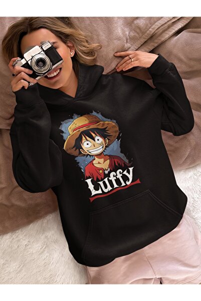 SEVBANO هودي بتصميم مونكي دي لوفي مطبوع للجنسين قصة فضفاضة بشخصية أنمي