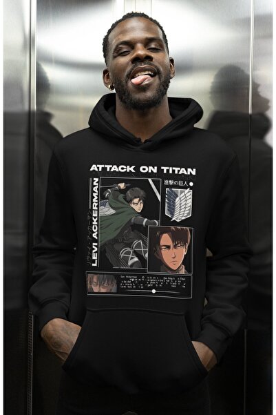 SEVBANO Hanorac unisex supradimensionat cu imprimeu Levi Ackerman, cu persona...