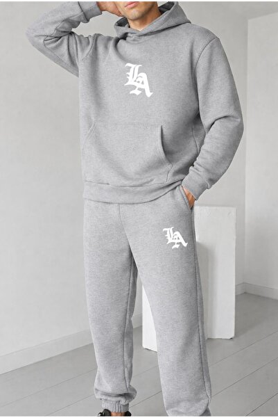 FUFLUNS La Design Printed Unisex Men/Women Hooded Oversize Bottom/Top Tracksu...